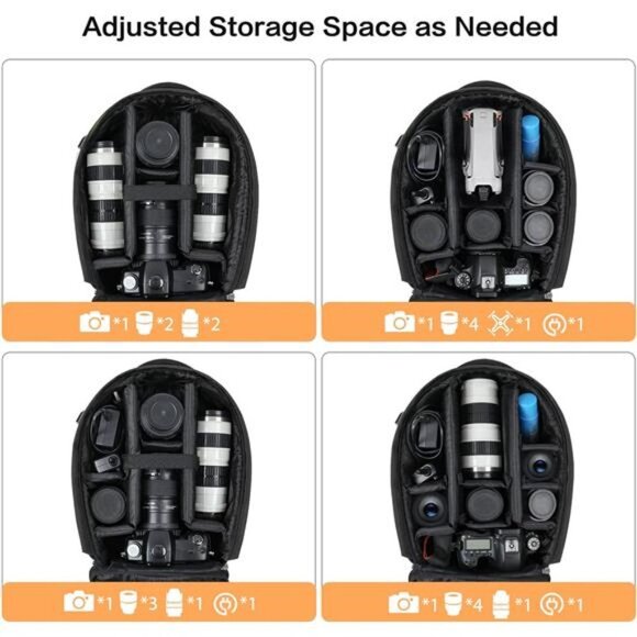 Camera Backpack, DSLR/SLR/Mirrorless Photography Camera Case Buffer Padded - Picture 3 of 7